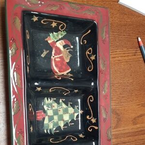 Festive Santa and Tree Ceramic Tray